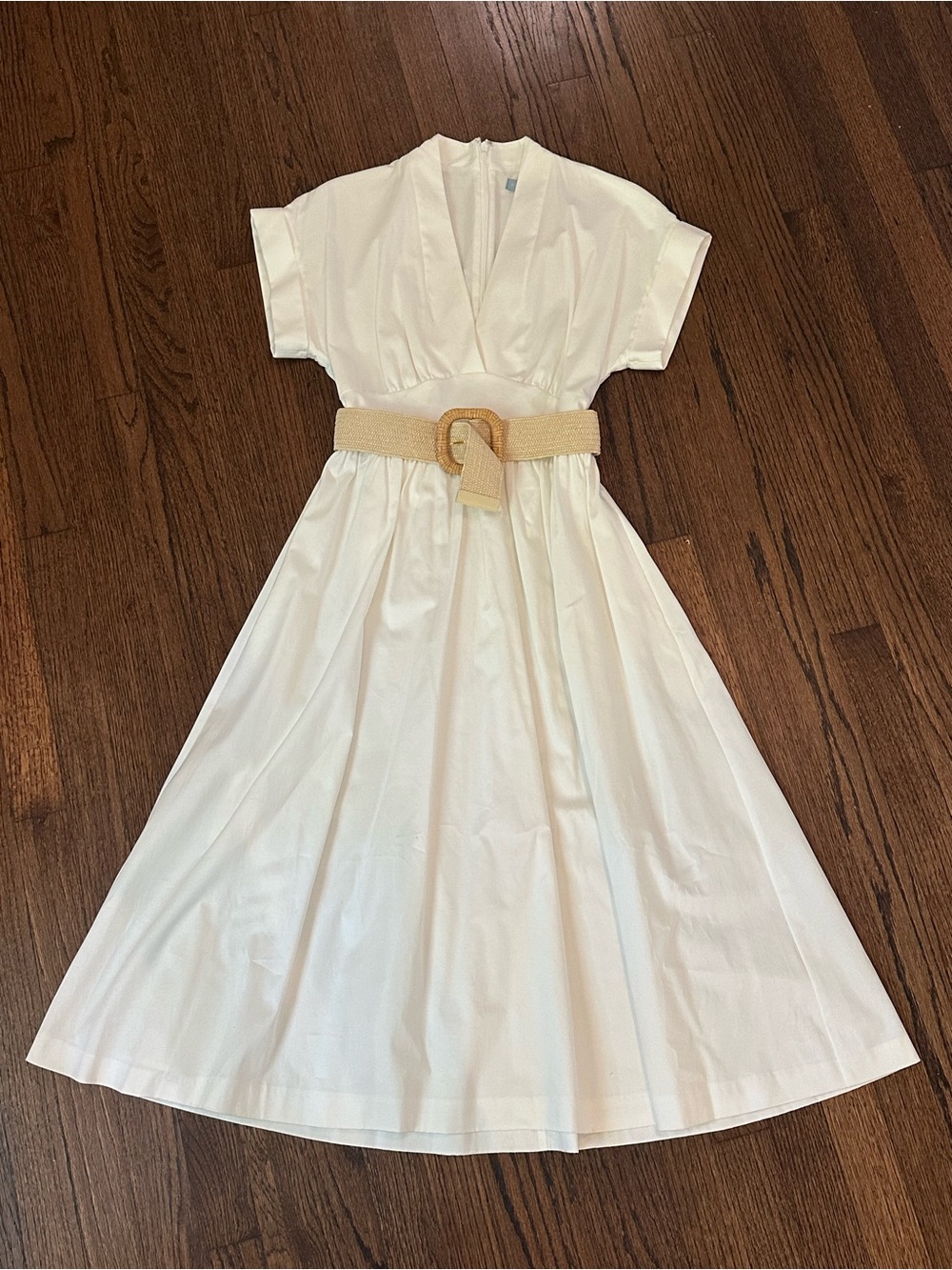 ANTONIO MELANI NWT White Dress with Belt Detailing